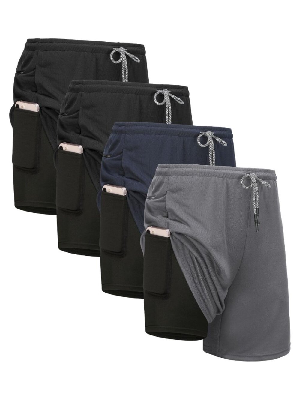 Men's 2 in 1 Lined Running Shorts Gym Athletic Quick Dry Compression Shorts